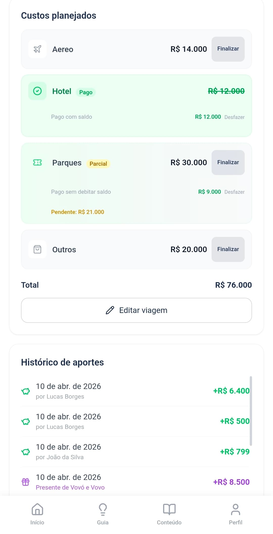 Despesas organizadas