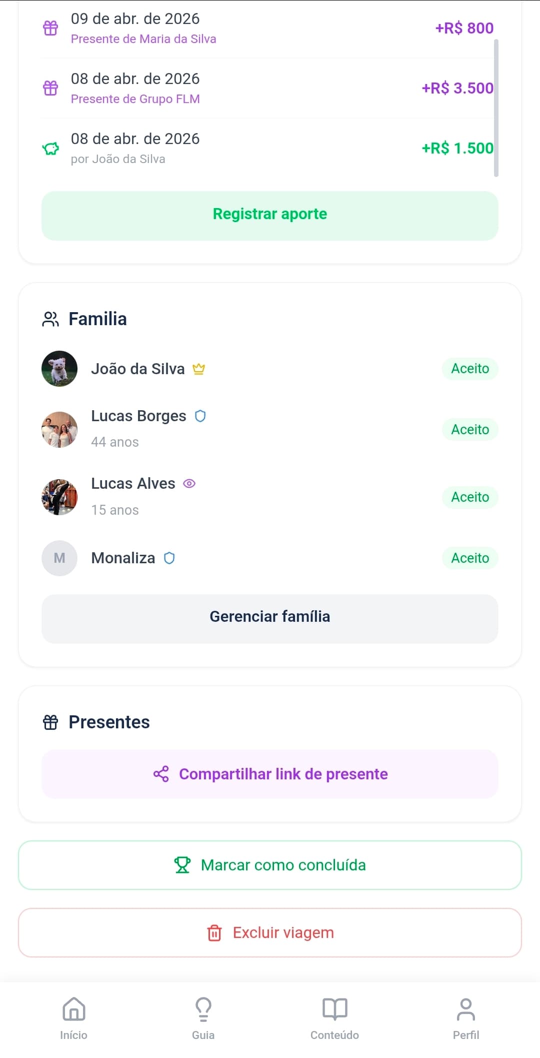 Família e presentes